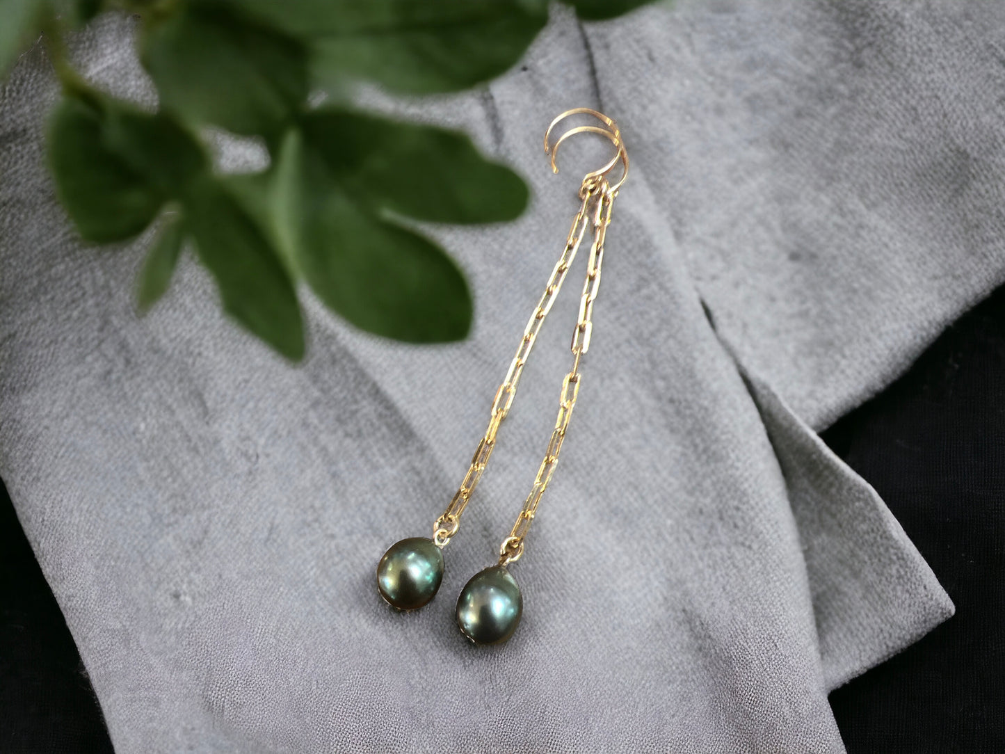 Tahitian Pearl Paperclip Danglers