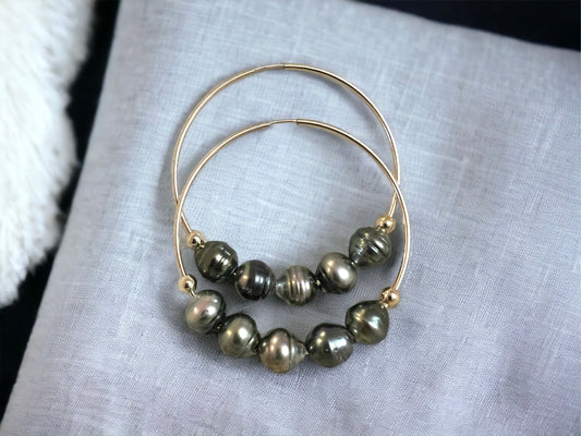 Ombré Tahitian Pearl Hoops