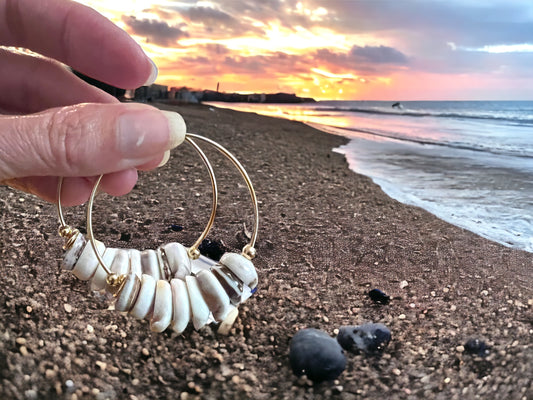 Large Puka Shell Hoops - Light