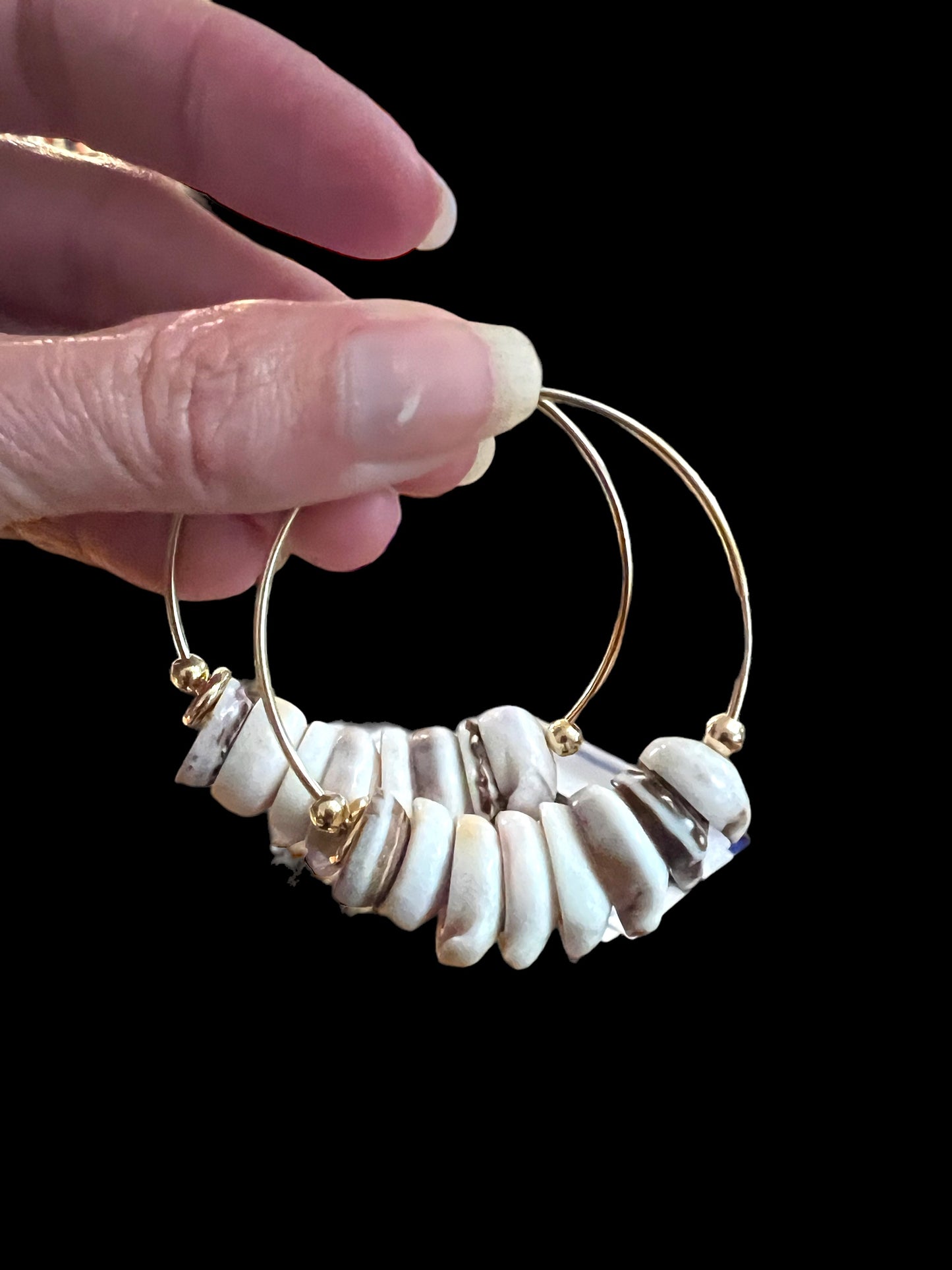 Large Puka Shell Hoops - Light