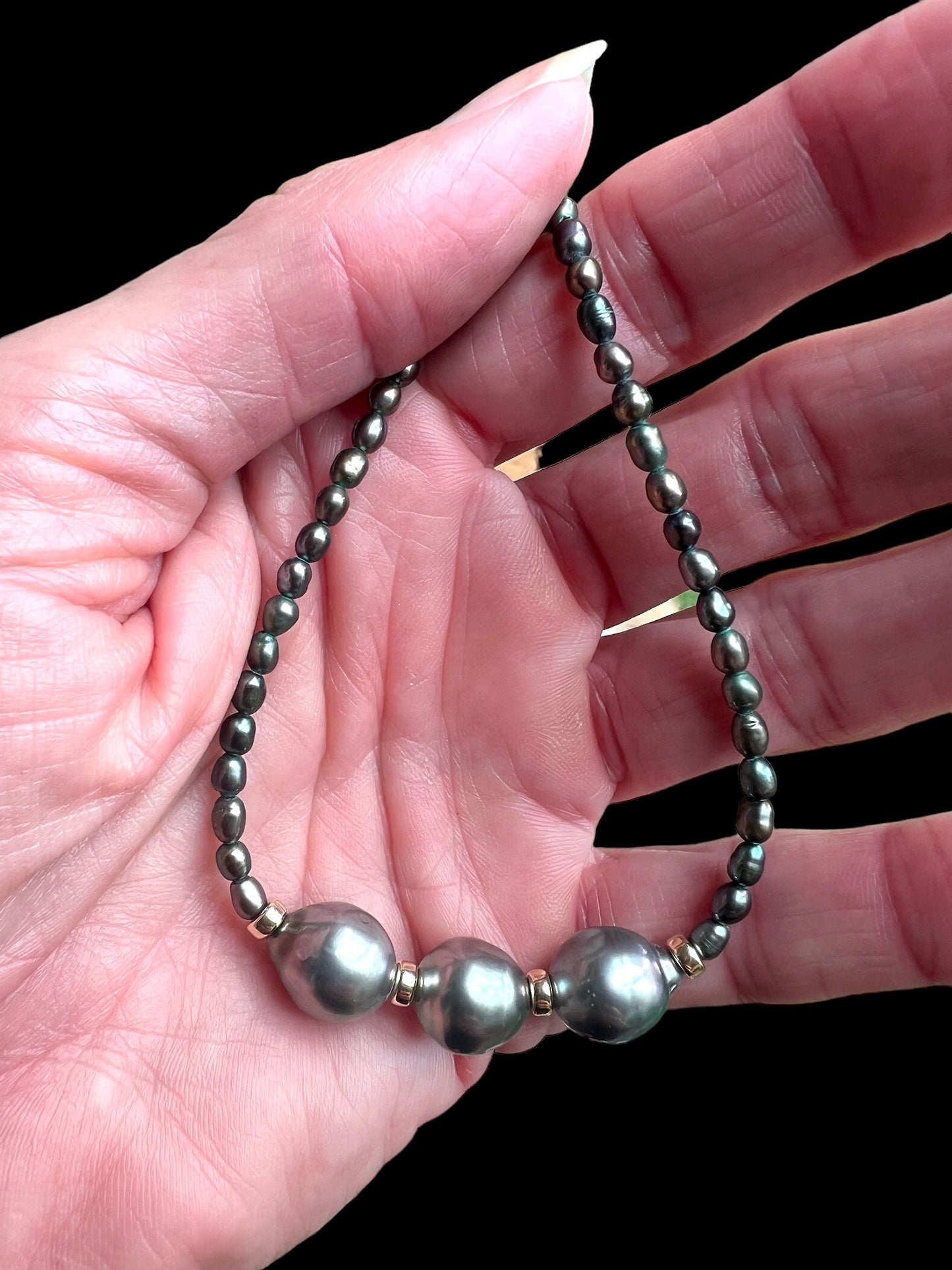 Tahitian & Peacock Freshwater Pearl Necklace