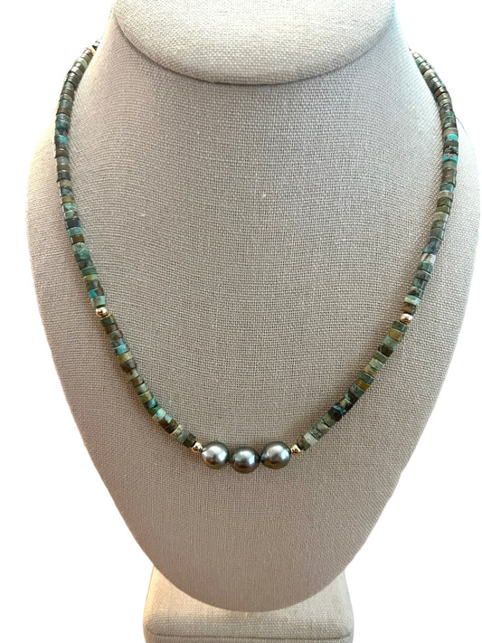 Tahitian Pearl Turquoise Necklace