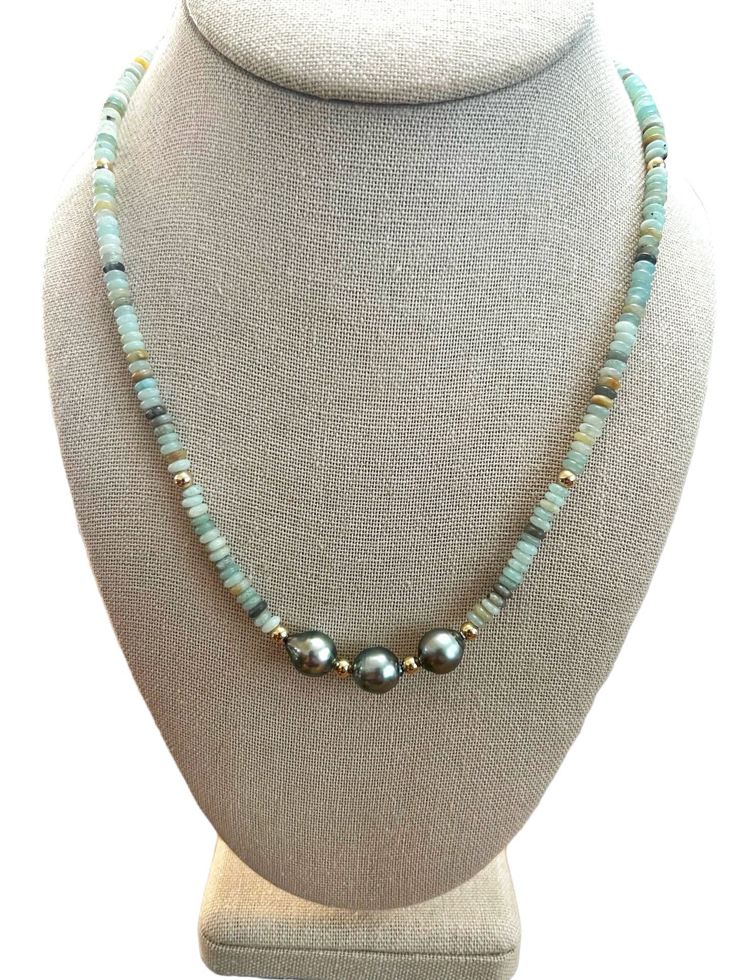 Tahitian Pearl Amazonite Necklace