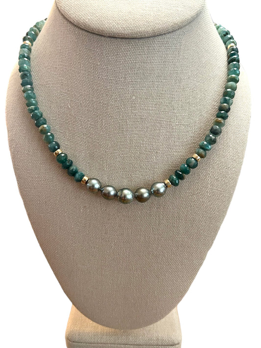 Tahitian Pearl Greenlandite Necklace