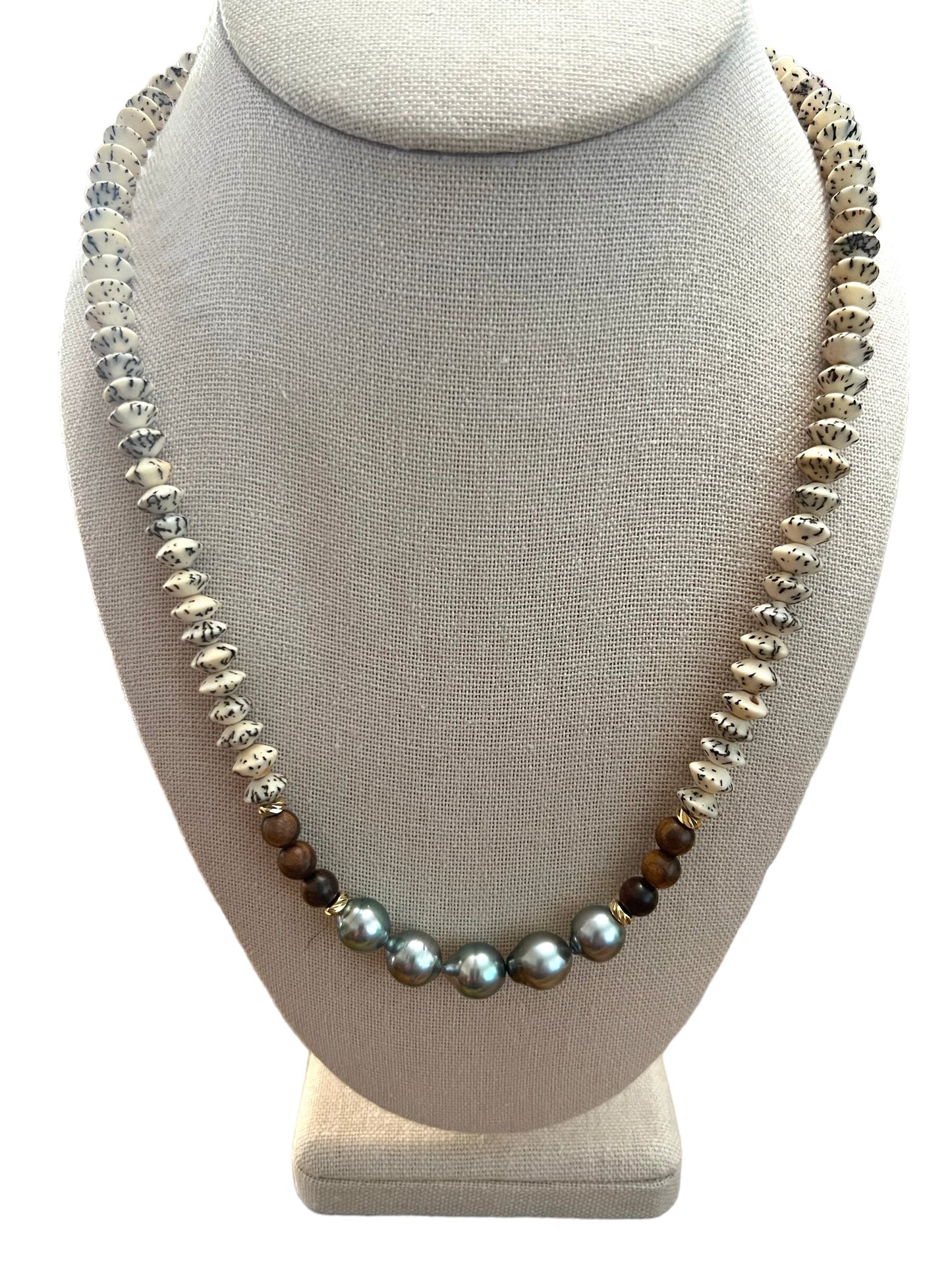 Tahitian Pearl Wood & Seed Necklace