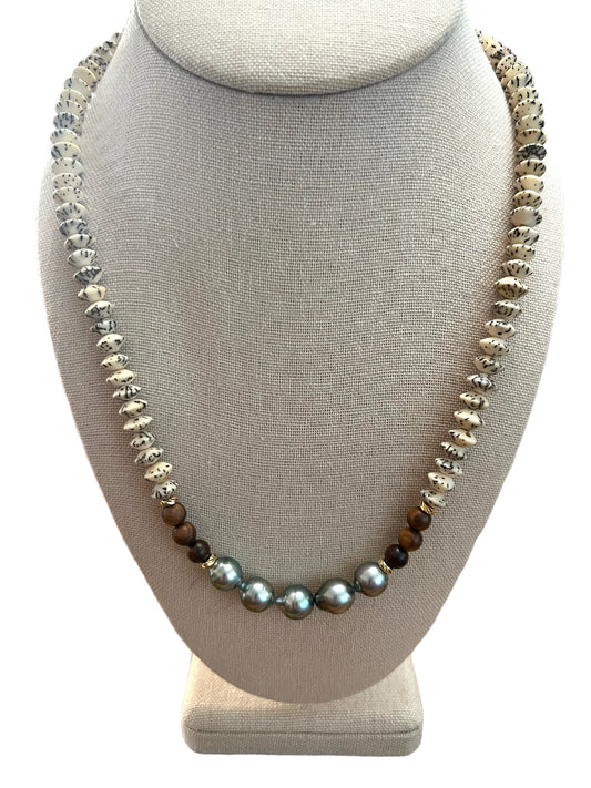 Tahitian Pearl Wood & Seed Necklace