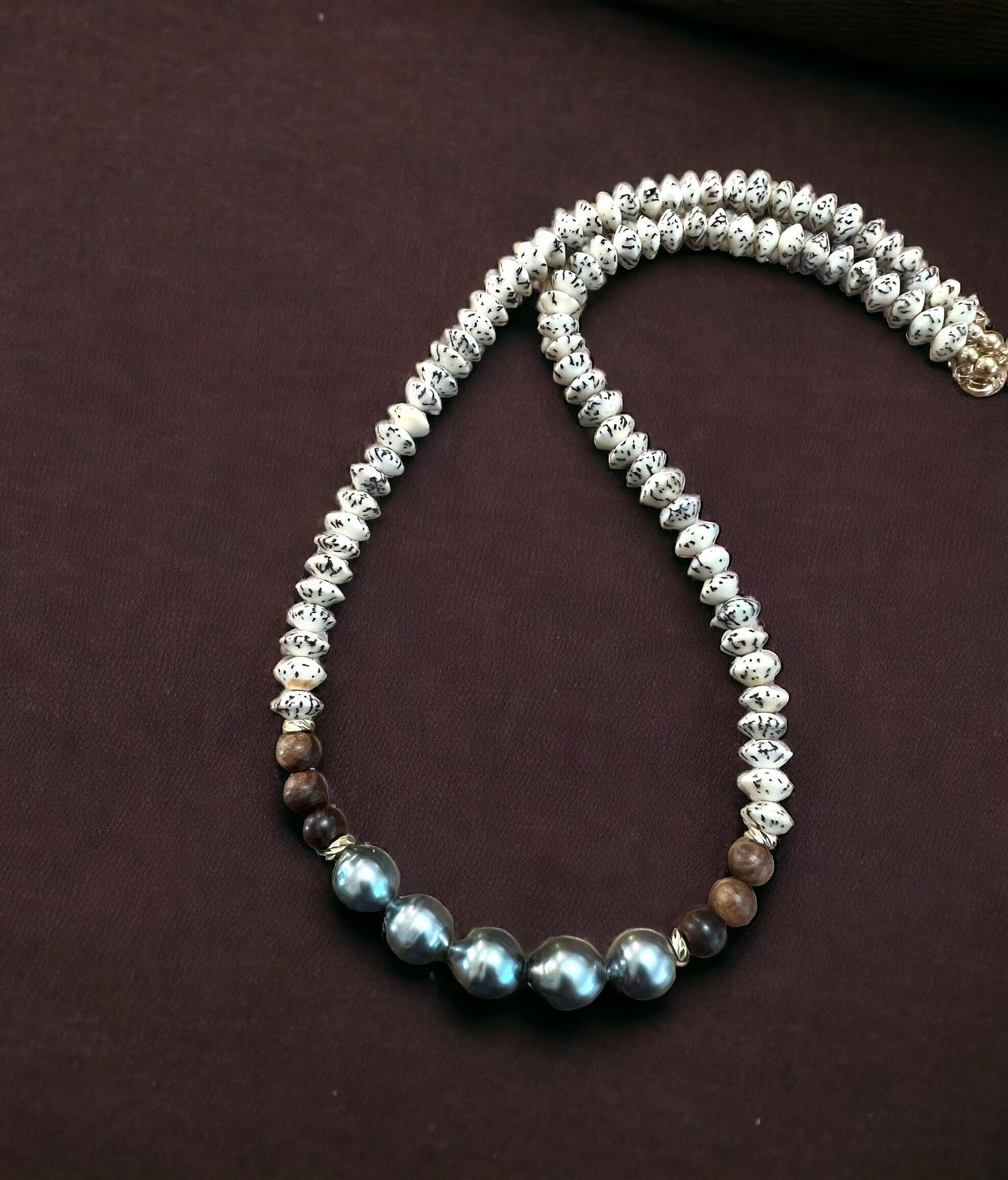 Tahitian Pearl Wood & Seed Necklace
