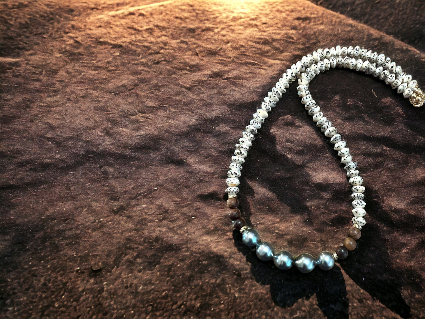 Tahitian Pearl Wood & Seed Necklace