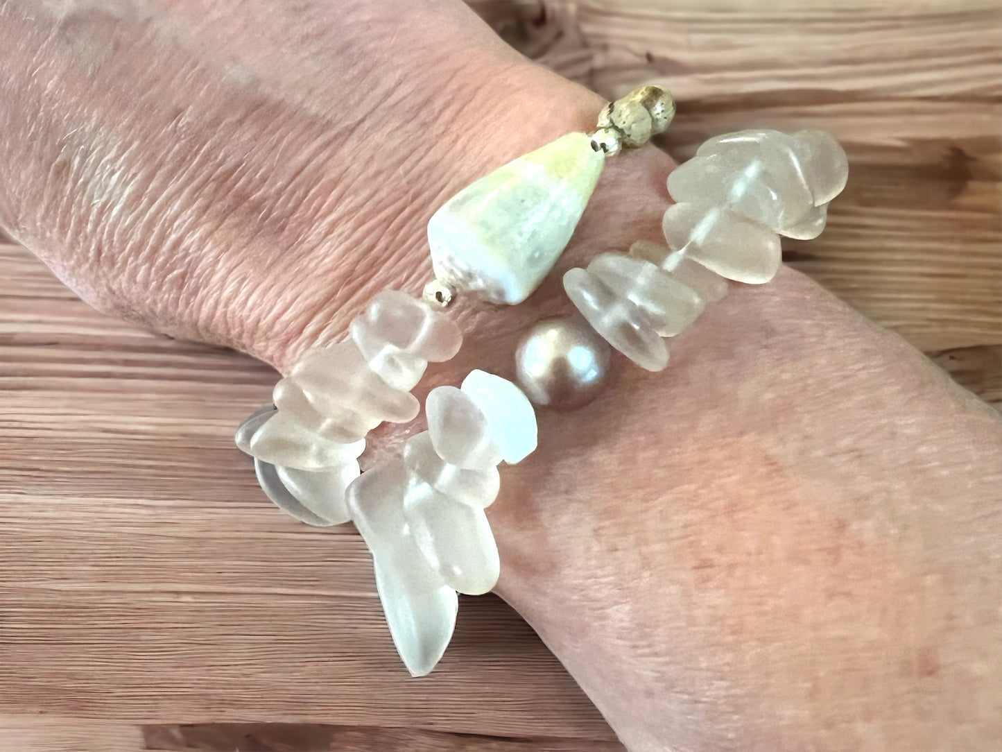 Recycled Glass & Cone Shell Bracelet