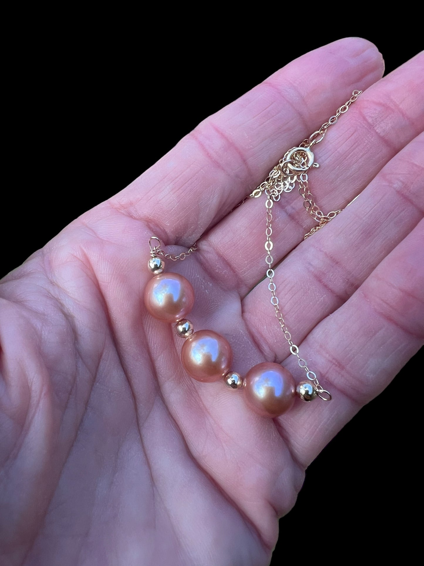 Peach Edison Pearl Chain Necklace