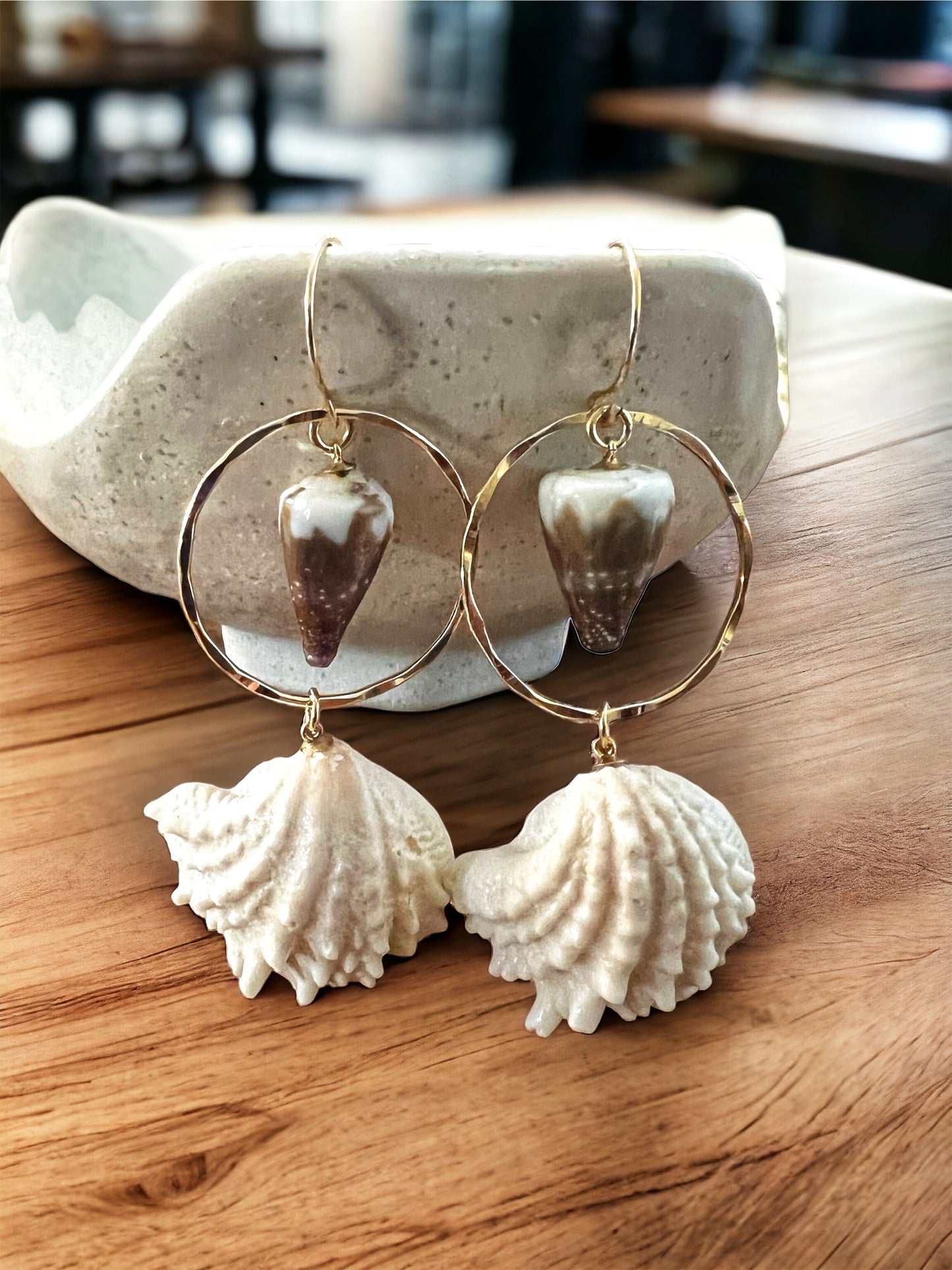 Jewel Box Shell & Rat Cone Shell Hoops