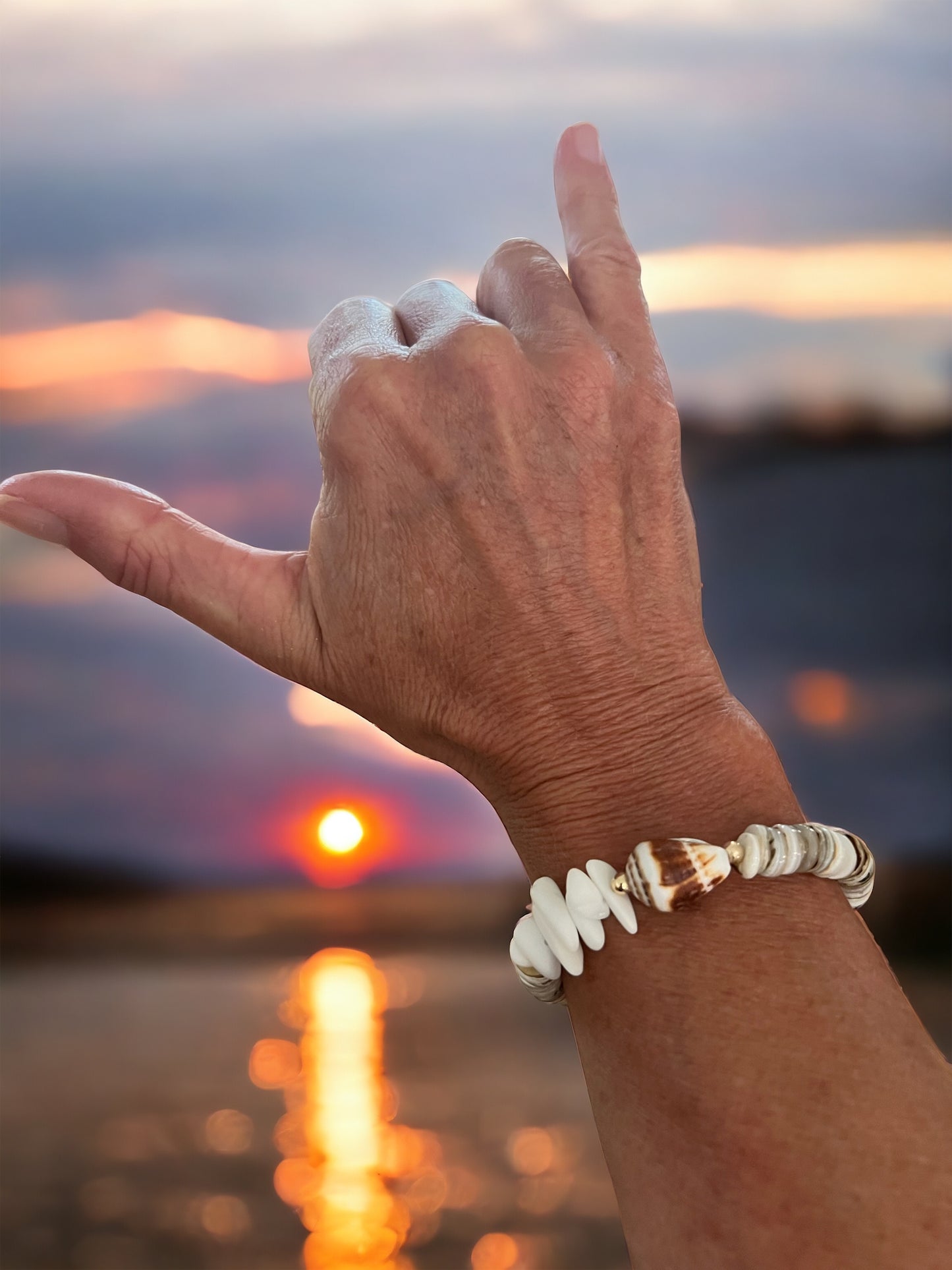Sea Glass Surf & Cone Shell Bracelet
