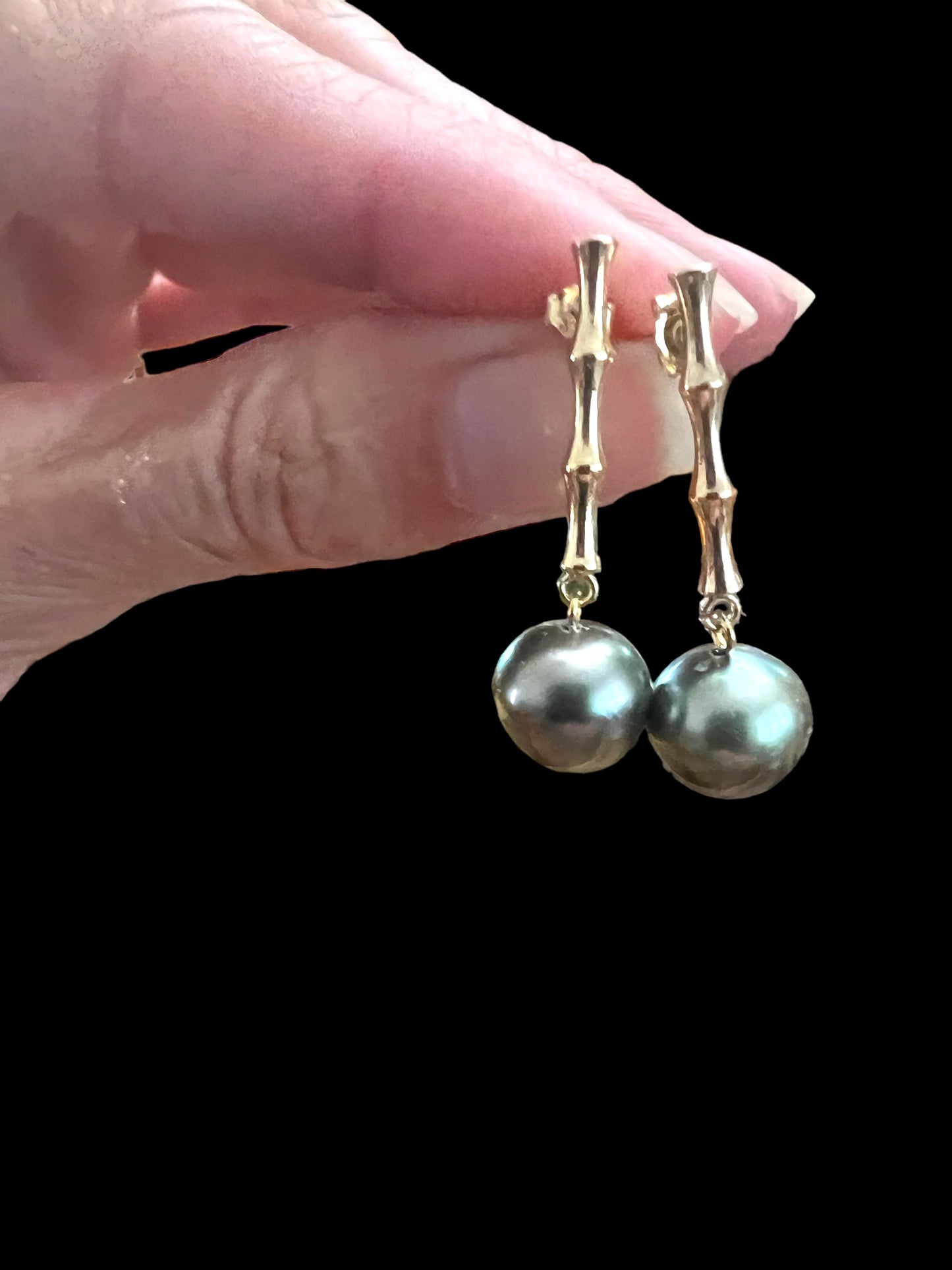 Tahitian Pearl Bamboo Post Earrings