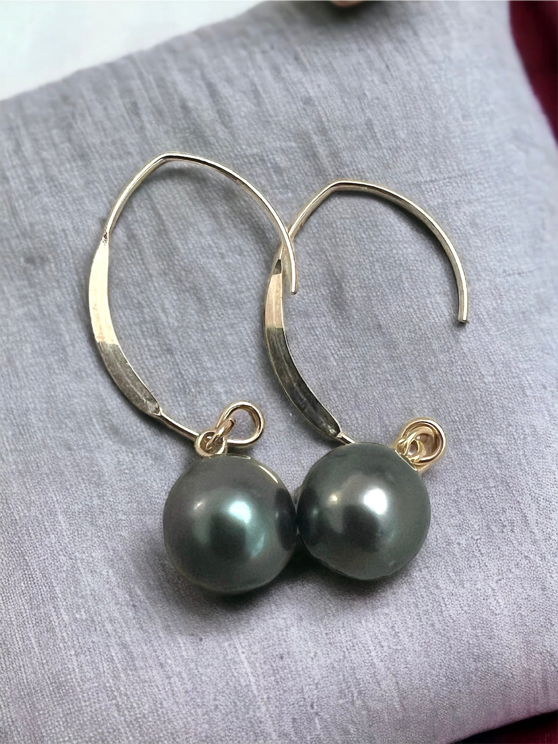Tahitian Pearl Flattened Hoop Earrings