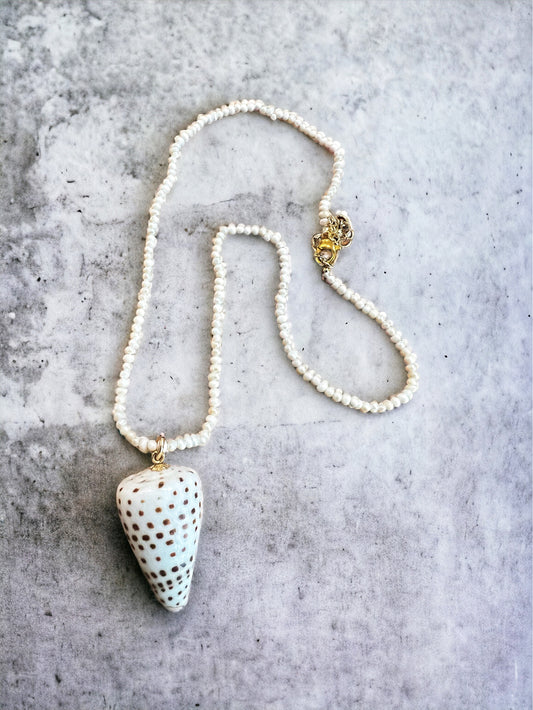 Leopard Cone Shell Pearl Necklace