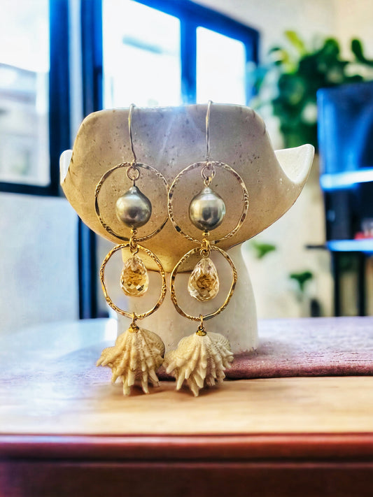 Tahitian Triple Decker Hoop Earrings