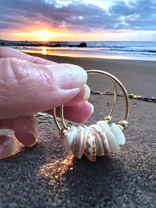 Cinnamon Puka Shell Hoops