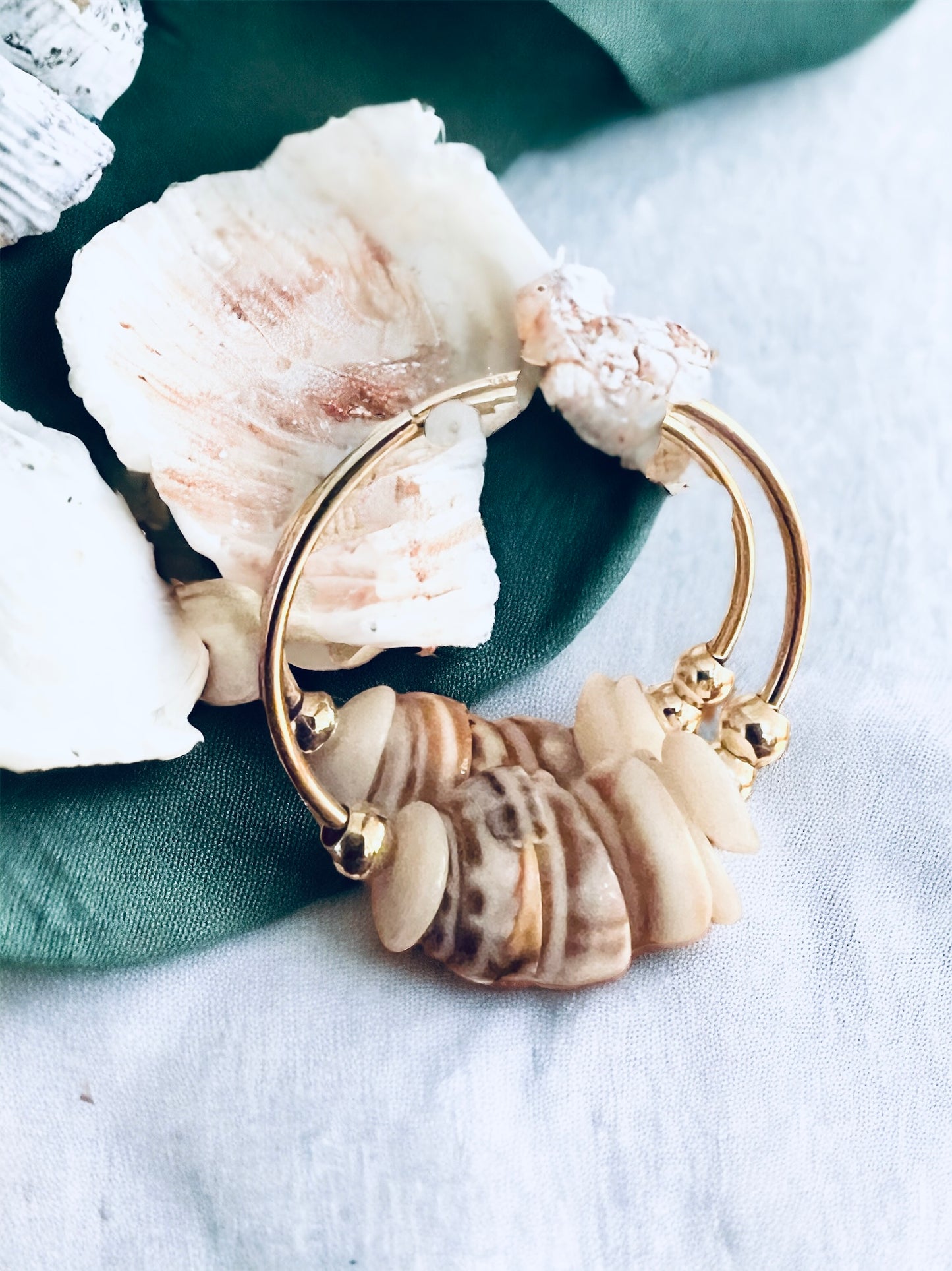 Cinnamon Puka Shell Hoops