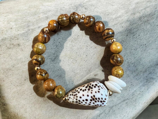 Flea Cone Puka Shell Stretch Bracelet