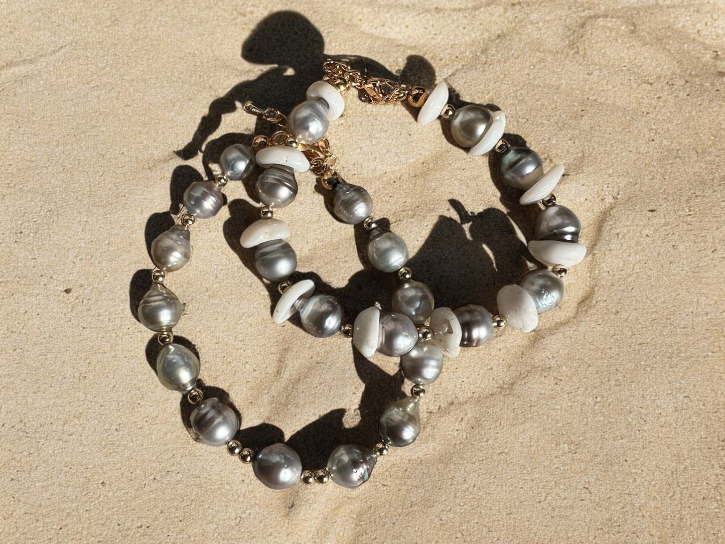 Silver Tahitian Puka Shell Bracelet