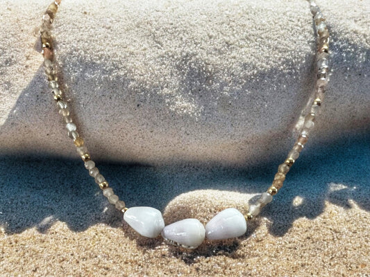 Dwarf Cone Shell & Golden Rutile Choker Necklace