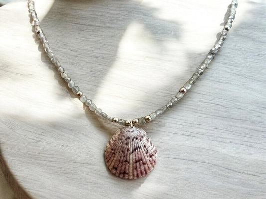 Scallop Shell & Labradorite Choker Necklace