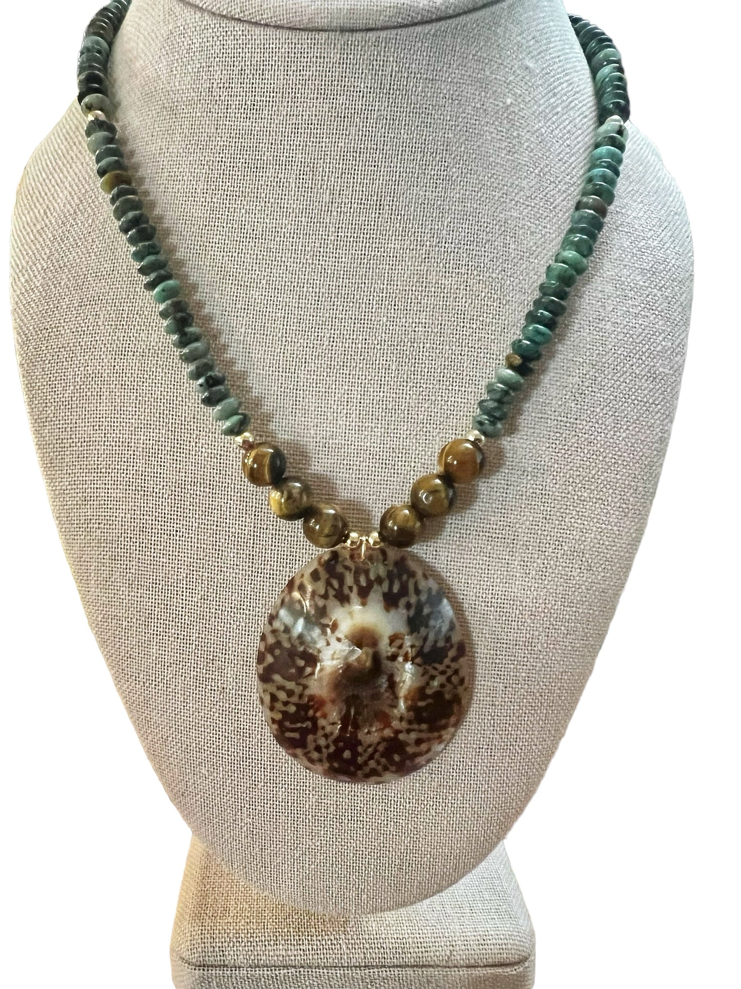 Polished Opihi & Turquoise Necklace