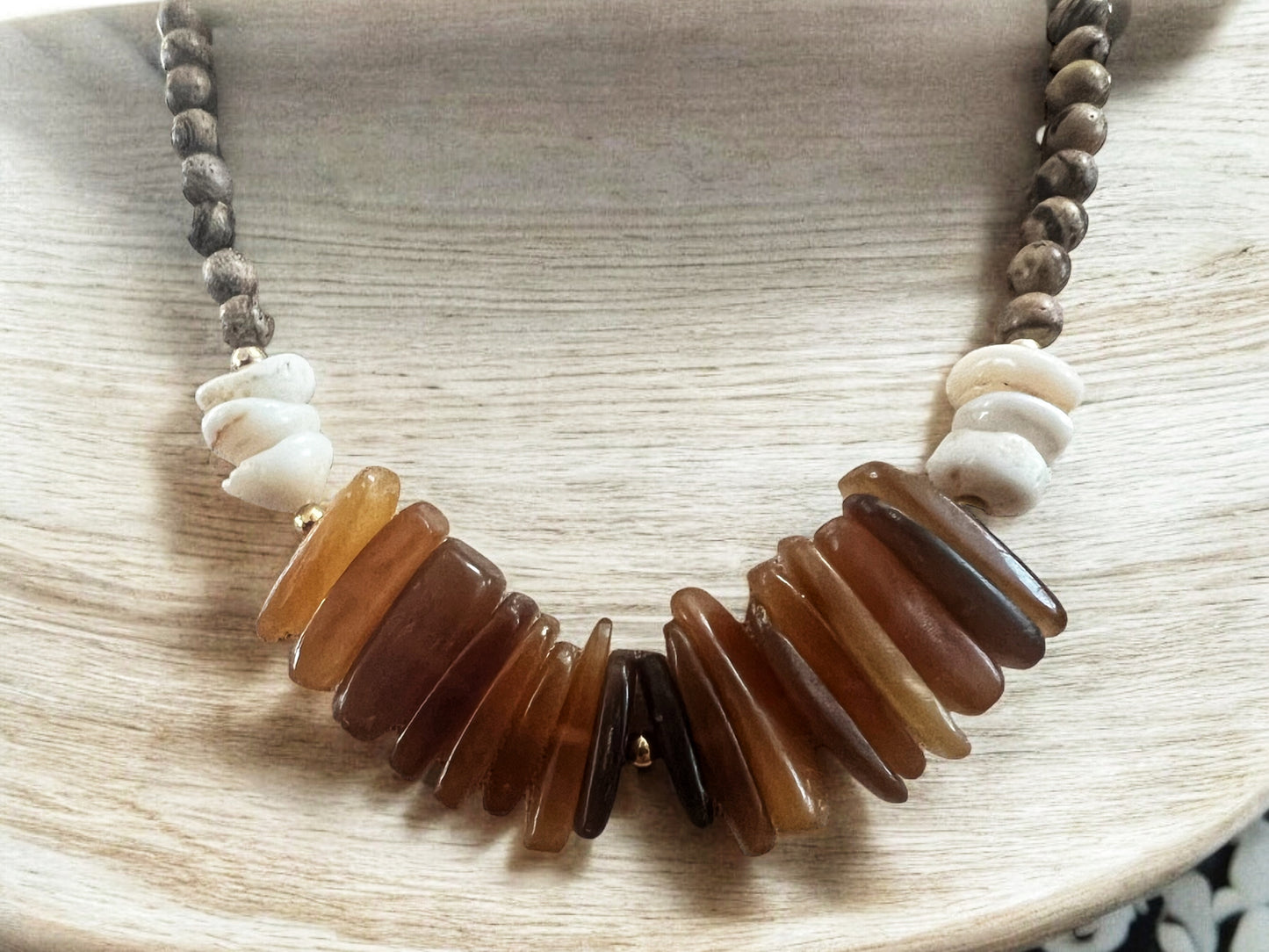 Golden Horn & Puka Shell Collar