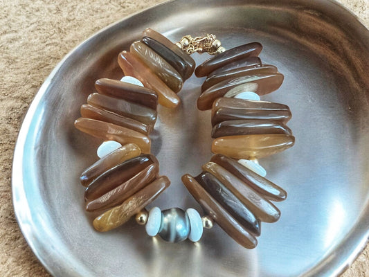 Golden Horn & Puka Shell Bracelet