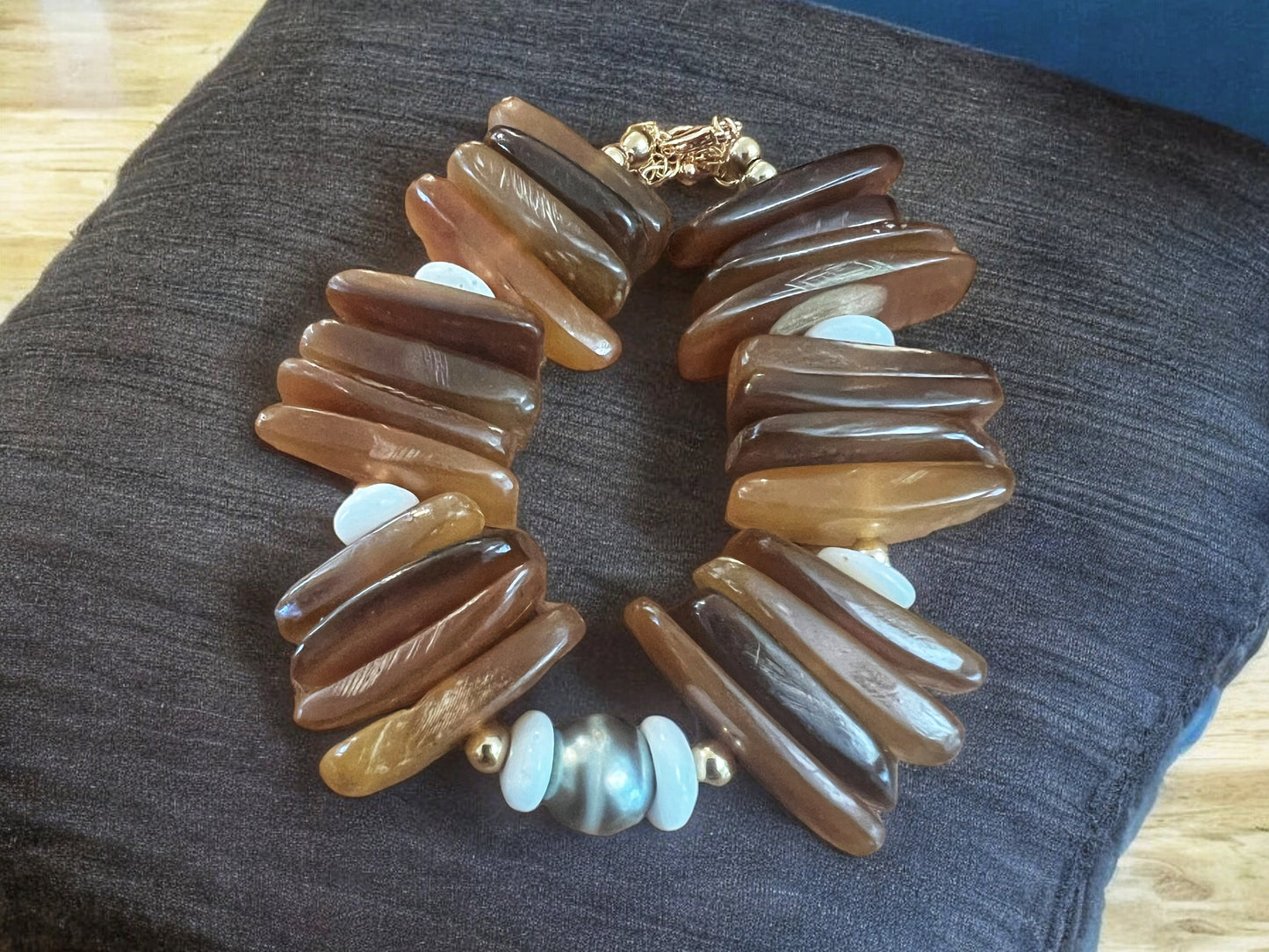 Golden Horn & Puka Shell Bracelet