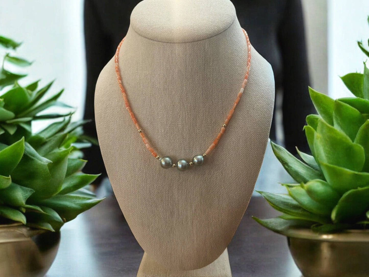Tahitian Pearl & Coral Necklace