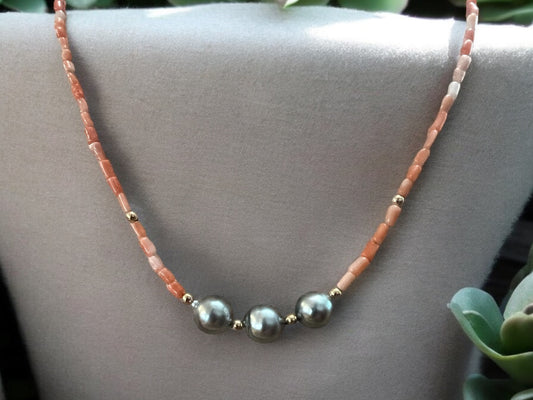 Tahitian Pearl & Coral Necklace