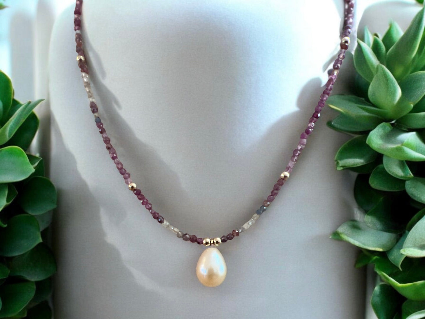 Spinel Bead Pendant Necklace
