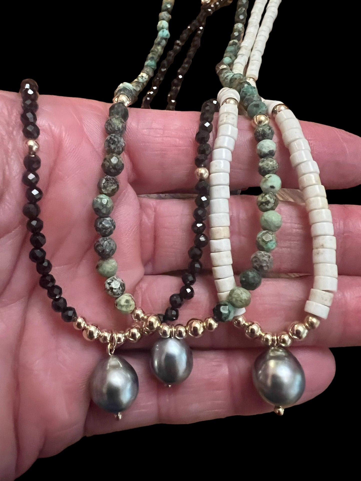 Black Spinel Tahitian Mala Necklace
