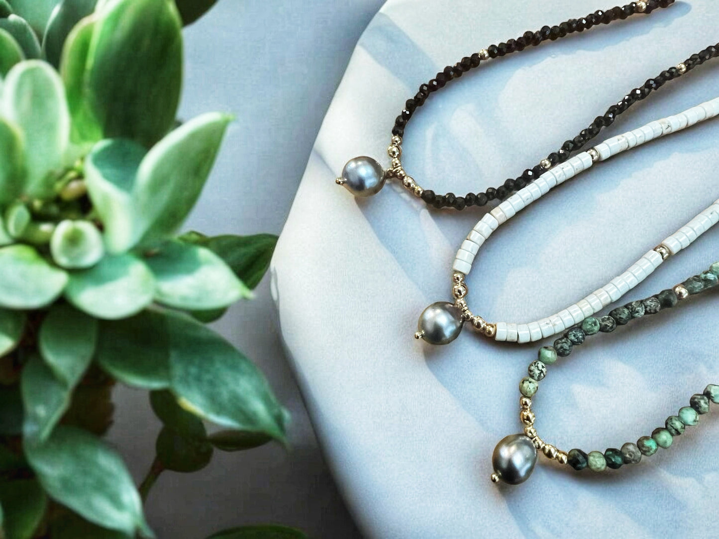 Turquoise Tahitian Mala Necklace