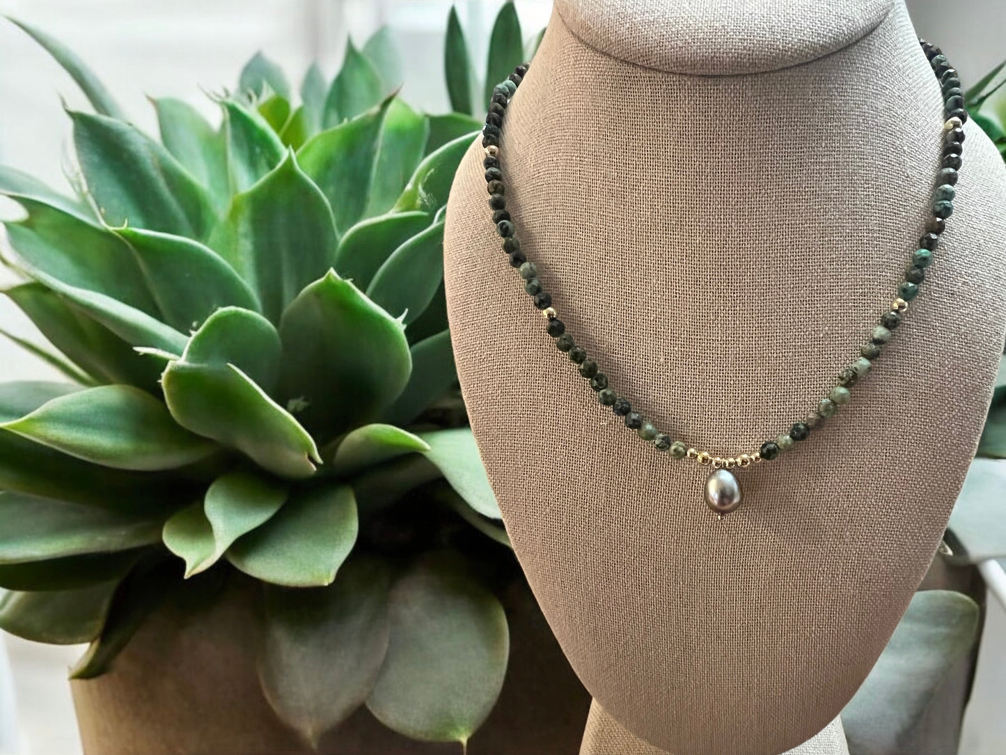 Turquoise Tahitian Mala Necklace