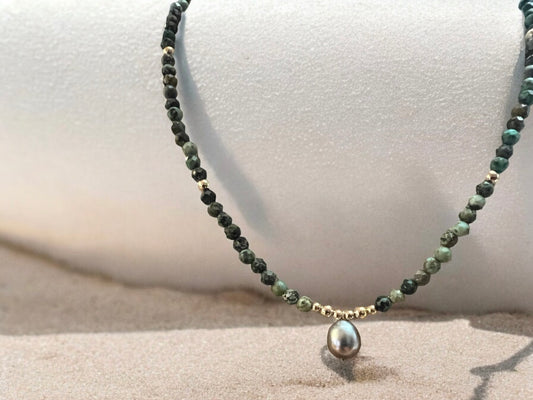 Turquoise Tahitian Mala Necklace