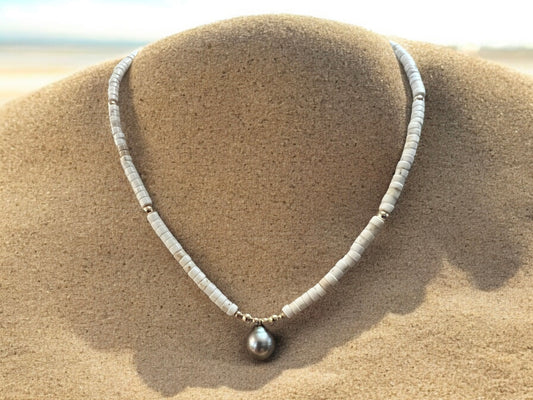 Howlite Tahitian Mala Necklace