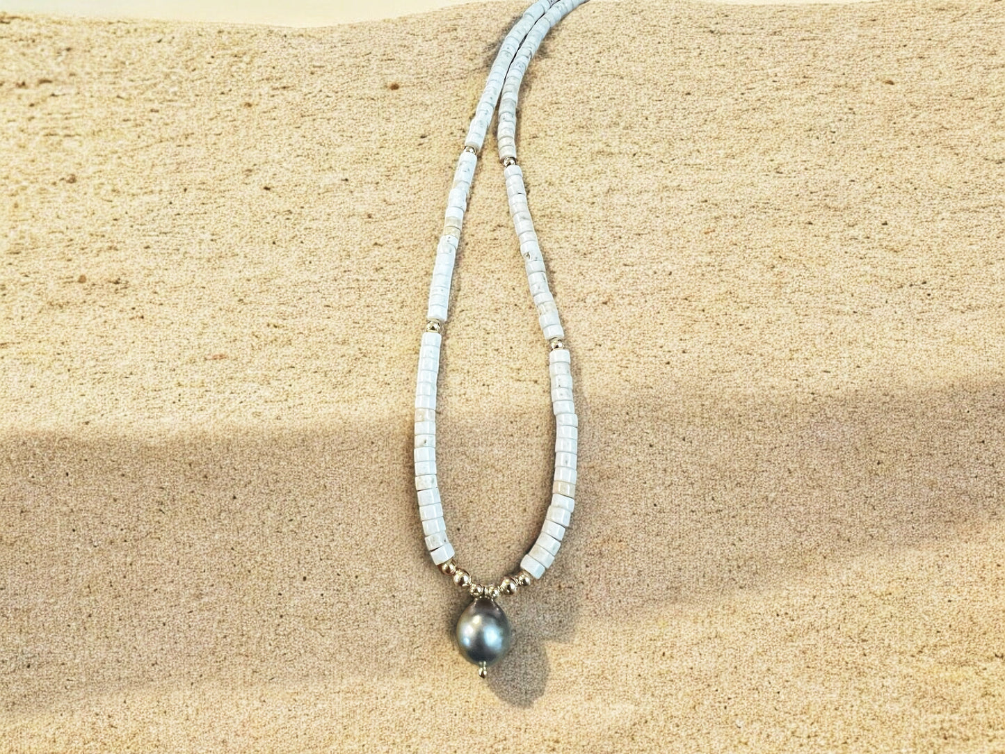 Howlite Tahitian Mala Necklace