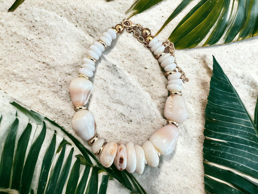 Dwarf Cone & Puka Shell Gold Bracelet