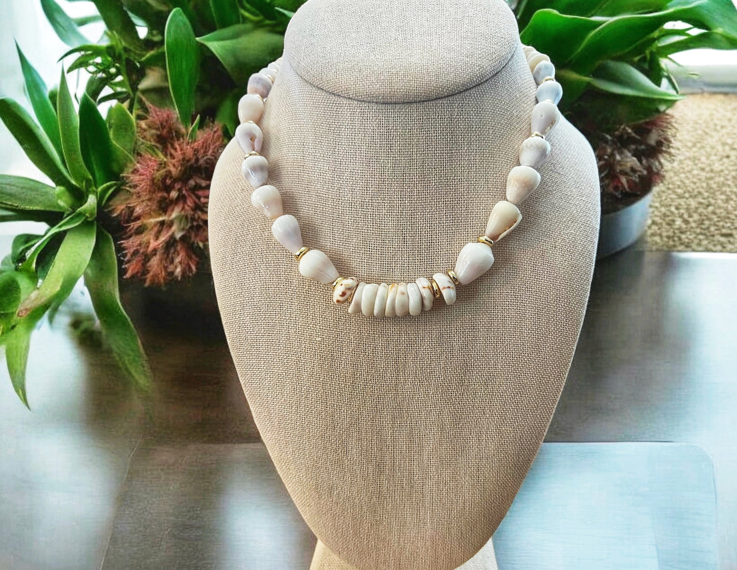 Dwarf Cone & Puka Shell Gold Necklace