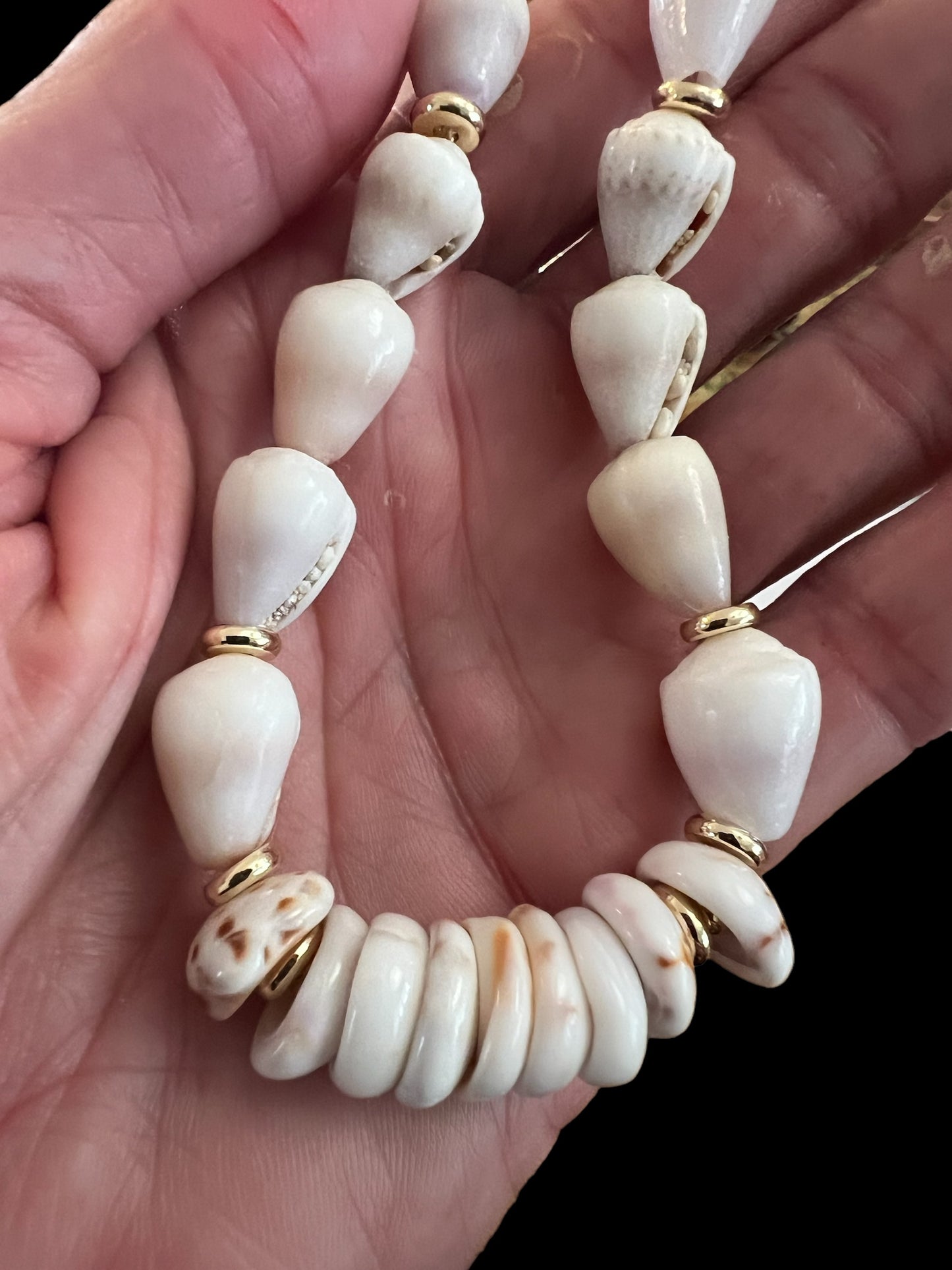 Dwarf Cone & Puka Shell Gold Necklace