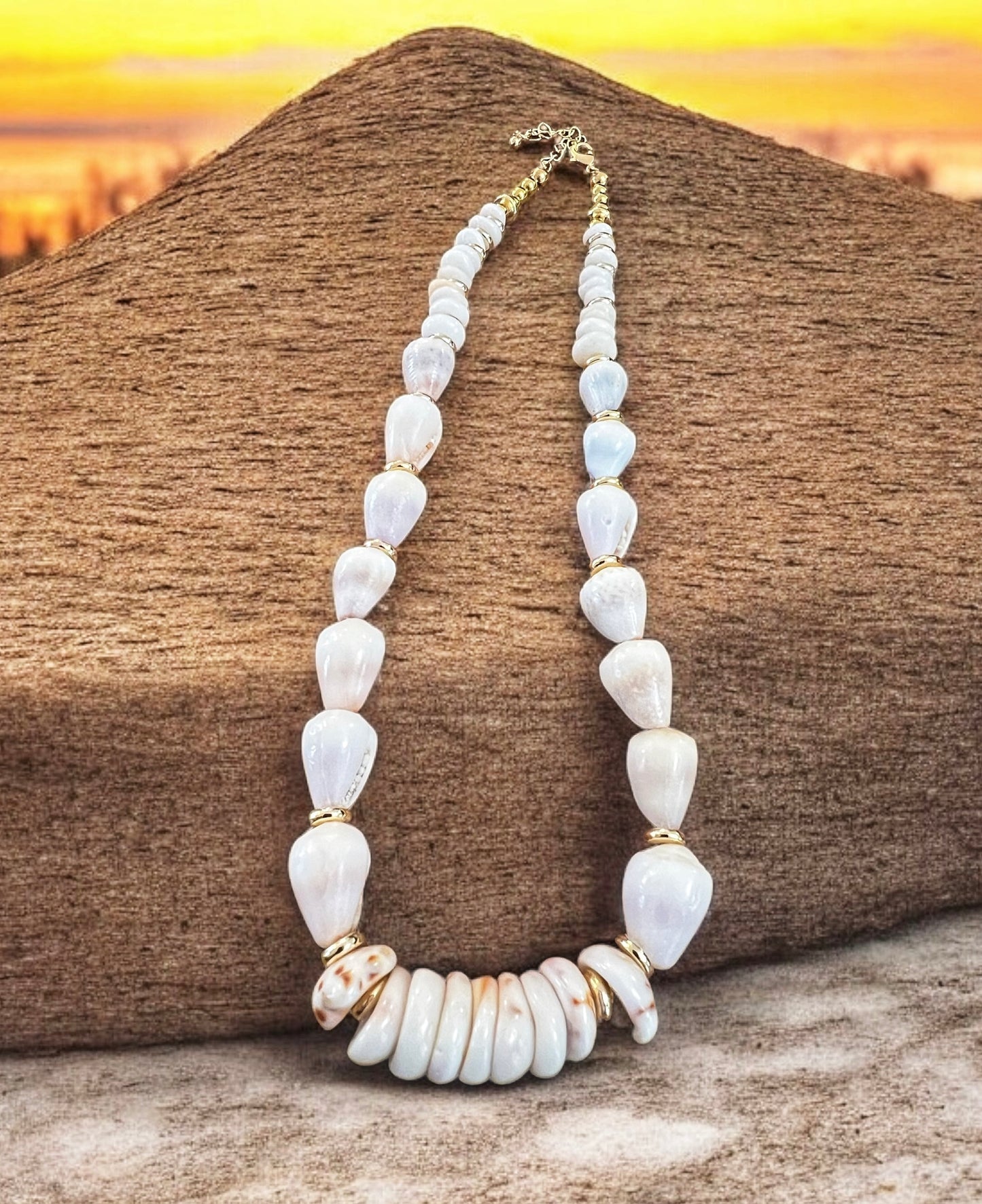 Dwarf Cone & Puka Shell Gold Necklace