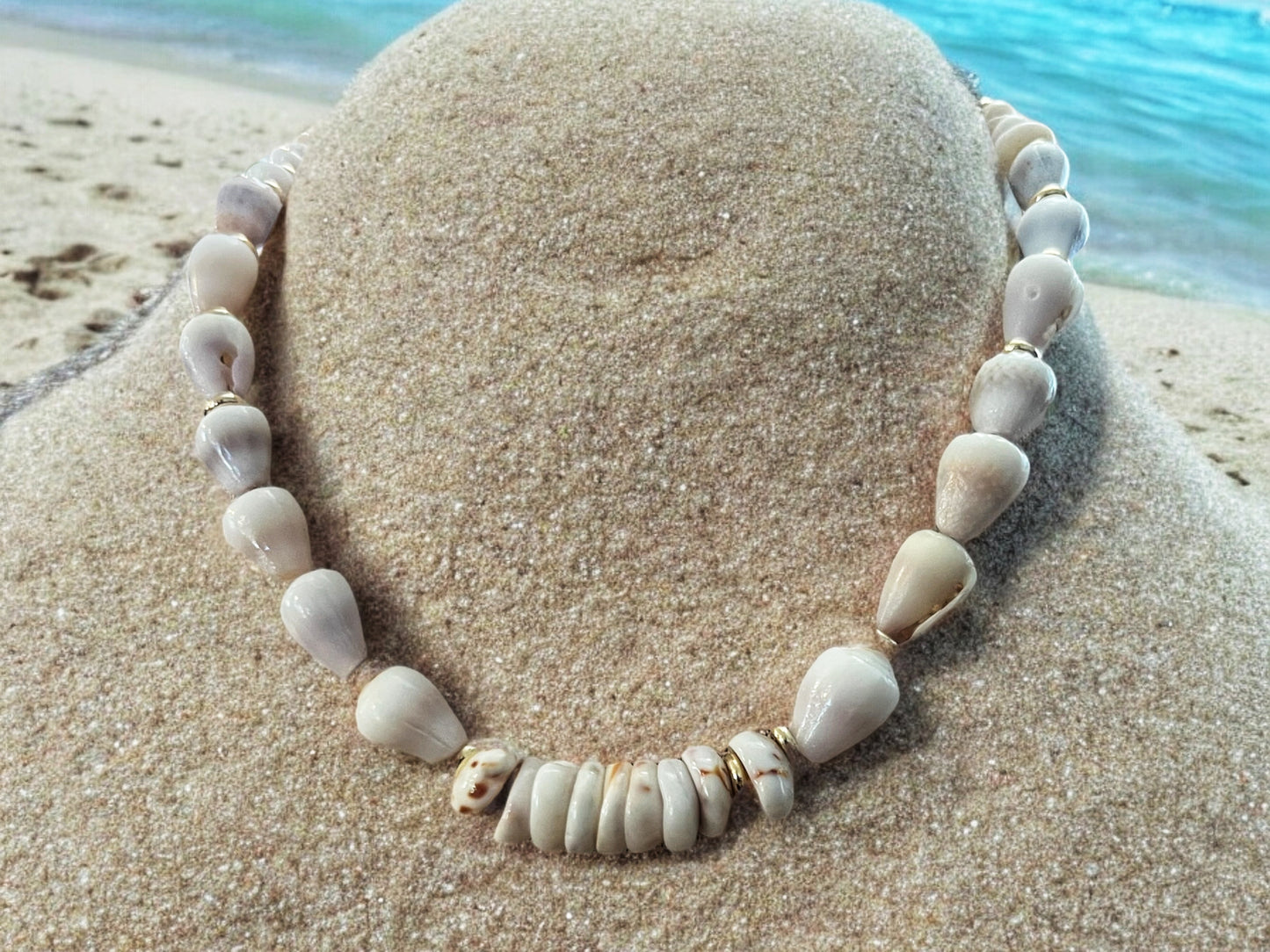 Dwarf Cone & Puka Shell Gold Necklace