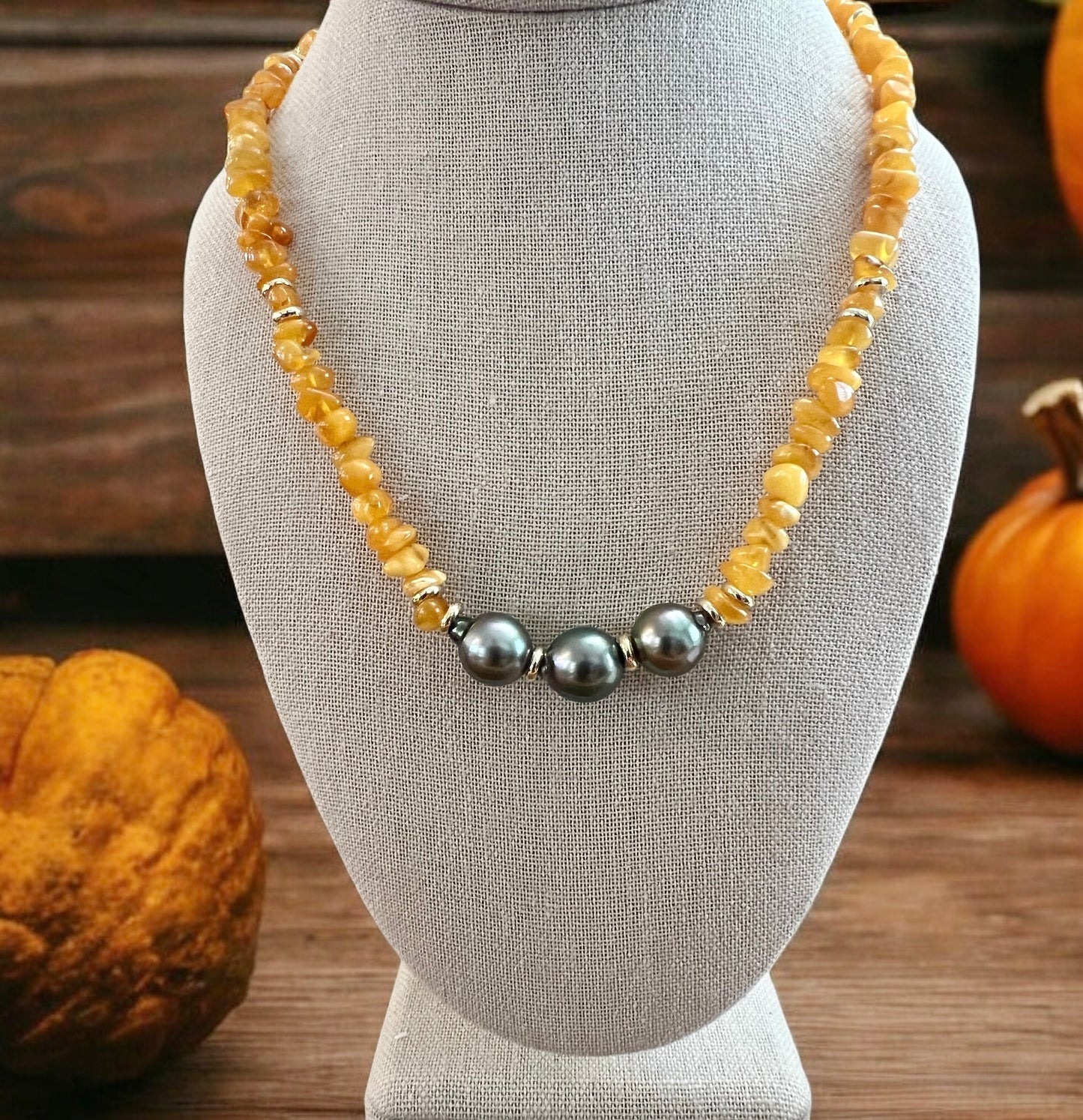 Tahitian Pearl Amber Necklace