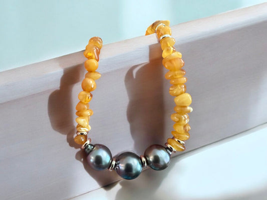 Tahitian Pearl Amber Necklace
