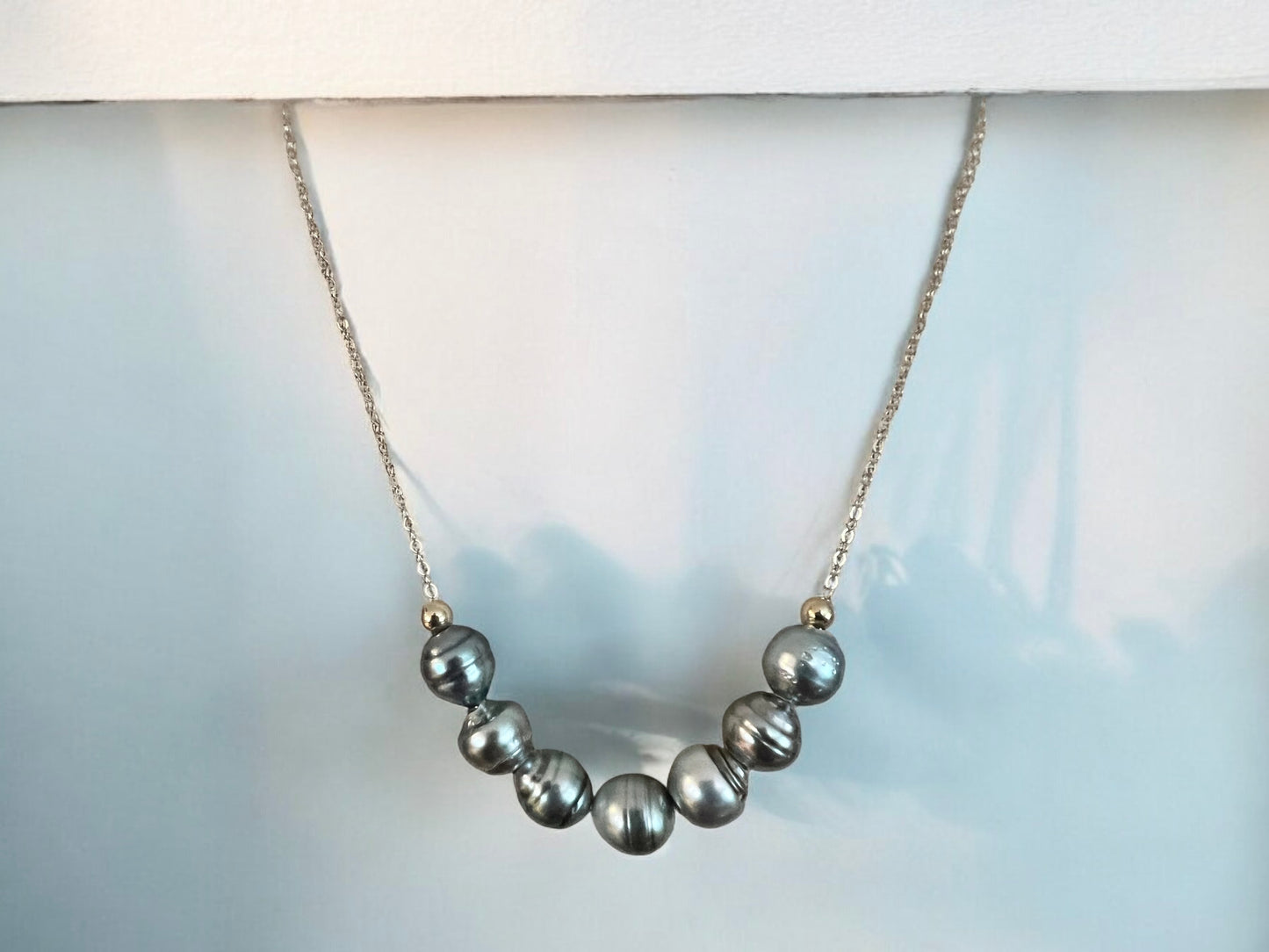 Seven Tahitian Floating Chain Necklace