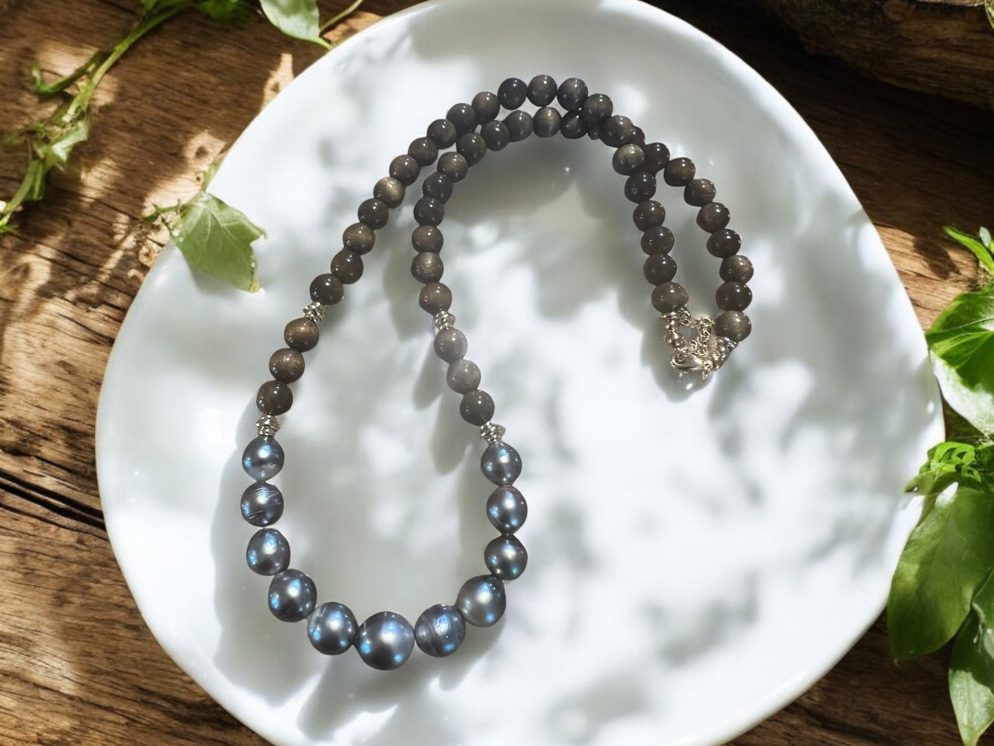 Fa La La Lei Necklace - Silver Tahitian Pearls