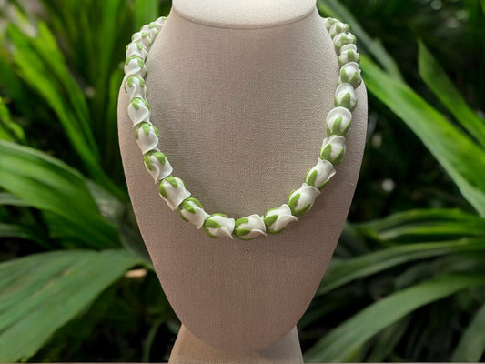 White Rosebud Lei Necklace