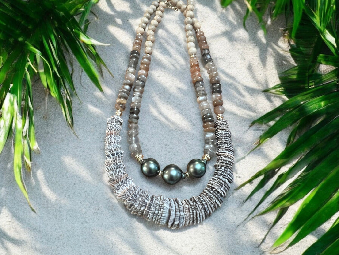 Opihi Obsidian Lei Necklace